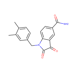 Cc1ccc(CN2C(=O)C(=O)c3cc(C(N)=O)ccc32)cc1C ZINC000003590587