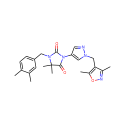 Cc1ccc(CN2C(=O)N(c3cnn(Cc4c(C)noc4C)c3)C(=O)C2(C)C)cc1C ZINC000116673910