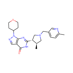 Cc1ccc(CN2C[C@@H](C)[C@H](c3nc4c(cnn4C4CCOCC4)c(=O)[nH]3)C2)cn1 ZINC000095577024