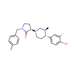 Cc1ccc(CN2CC[C@@H](N3CC[C@@H](c4ccc(O)c(F)c4)[C@H](F)C3)C2=O)cc1 ZINC001772617815