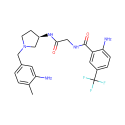 Cc1ccc(CN2CC[C@@H](NC(=O)CNC(=O)c3cc(C(F)(F)F)ccc3N)C2)cc1N ZINC000029125648