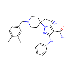 Cc1ccc(CN2CCC(CC#N)(n3cc(C(N)=O)c(Nc4ccccc4)n3)CC2)cc1C ZINC000220977296