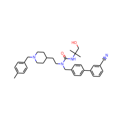 Cc1ccc(CN2CCC(CCN(Cc3ccc(-c4cccc(C#N)c4)cc3)C(=O)NC(C)(C)CO)CC2)cc1 ZINC000028874515