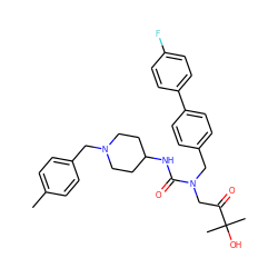 Cc1ccc(CN2CCC(NC(=O)N(CC(=O)C(C)(C)O)Cc3ccc(-c4ccc(F)cc4)cc3)CC2)cc1 ZINC000028874132