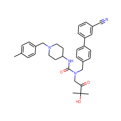 Cc1ccc(CN2CCC(NC(=O)N(CC(=O)C(C)(C)O)Cc3ccc(-c4cccc(C#N)c4)cc3)CC2)cc1 ZINC000028874194