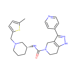 Cc1ccc(CN2CCC[C@@H](NC(=O)N3CCc4[nH]nc(-c5ccncc5)c4C3)C2)s1 ZINC000145849936