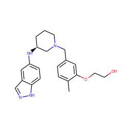 Cc1ccc(CN2CCC[C@H](Nc3ccc4[nH]ncc4c3)C2)cc1OCCO ZINC000113826199