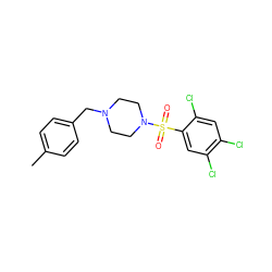 Cc1ccc(CN2CCN(S(=O)(=O)c3cc(Cl)c(Cl)cc3Cl)CC2)cc1 ZINC000014239725