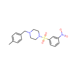 Cc1ccc(CN2CCN(S(=O)(=O)c3cccc([N+](=O)[O-])c3)CC2)cc1 ZINC000020367283