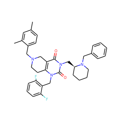 Cc1ccc(CN2CCc3c(c(=O)n(C[C@@H]4CCCCN4Cc4ccccc4)c(=O)n3Cc3c(F)cccc3F)C2)c(C)c1 ZINC000028864194