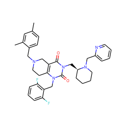 Cc1ccc(CN2CCc3c(c(=O)n(C[C@@H]4CCCCN4Cc4ccccn4)c(=O)n3Cc3c(F)cccc3F)C2)c(C)c1 ZINC000028864200