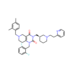 Cc1ccc(CN2CCc3c(c(=O)n(C[C@@H]4CCCN(CCc5ccccn5)C4)c(=O)n3Cc3c(F)cccc3F)C2)c(C)c1 ZINC000028864245