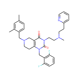 Cc1ccc(CN2CCc3c(c(=O)n(CCN(C)CCc4ccccn4)c(=O)n3Cc3c(F)cccc3F)C2)c(C)c1 ZINC000028864144