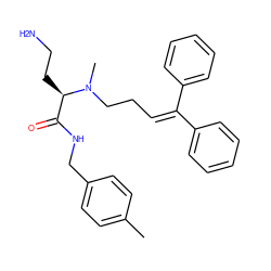 Cc1ccc(CNC(=O)[C@@H](CCN)N(C)CCC=C(c2ccccc2)c2ccccc2)cc1 ZINC000169349916