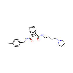 Cc1ccc(CNC(=O)[C@@H]2[C@@H]3C=C[C@H]([C@H]2C(=O)NCCCCN2CCCC2)C32CC2)cc1 ZINC000168293338