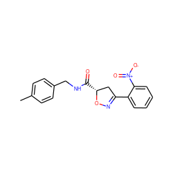 Cc1ccc(CNC(=O)[C@@H]2CC(c3ccccc3[N+](=O)[O-])=NO2)cc1 ZINC000008829409