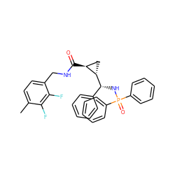 Cc1ccc(CNC(=O)[C@H]2C[C@@H]2[C@H](NP(=O)(c2ccccc2)c2ccccc2)c2ccccc2)c(F)c1F ZINC000008018975