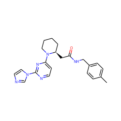 Cc1ccc(CNC(=O)C[C@@H]2CCCCN2c2ccnc(-n3ccnc3)n2)cc1 ZINC000035271583