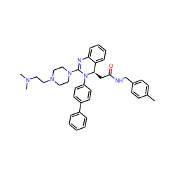 Cc1ccc(CNC(=O)C[C@@H]2c3ccccc3N=C(N3CCN(CCN(C)C)CC3)N2c2ccc(-c3ccccc3)cc2)cc1 ZINC000103240422