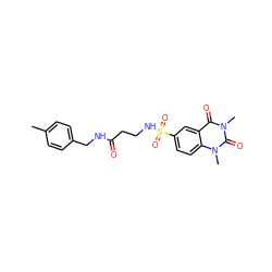 Cc1ccc(CNC(=O)CCNS(=O)(=O)c2ccc3c(c2)c(=O)n(C)c(=O)n3C)cc1 ZINC000004101801