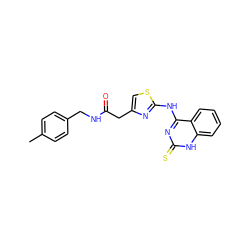 Cc1ccc(CNC(=O)Cc2csc(Nc3nc(=S)[nH]c4ccccc34)n2)cc1 ZINC000008672501