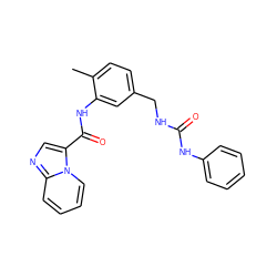 Cc1ccc(CNC(=O)Nc2ccccc2)cc1NC(=O)c1cnc2ccccn12 ZINC000221022858