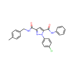 Cc1ccc(CNC(=O)c2cc(C(=O)Nc3ccccc3)n(-c3ccc(Cl)cc3)n2)cc1 ZINC000013491664