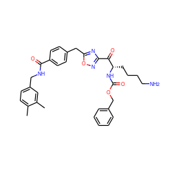 Cc1ccc(CNC(=O)c2ccc(Cc3nc(C(=O)[C@H](CCCCN)NC(=O)OCc4ccccc4)no3)cc2)cc1C ZINC000034803986