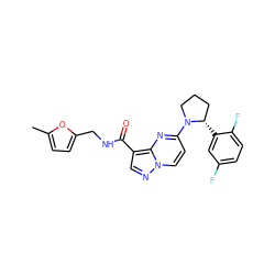 Cc1ccc(CNC(=O)c2cnn3ccc(N4CCC[C@@H]4c4cc(F)ccc4F)nc23)o1 ZINC000169704119