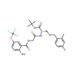 Cc1ccc(CNC[C@H](NC(=O)CNC(=O)c2cc(OC(F)(F)F)ccc2N)C(=O)NC(C)(C)C)c(C)c1 ZINC000028952442