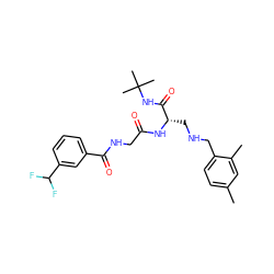 Cc1ccc(CNC[C@H](NC(=O)CNC(=O)c2cccc(C(F)F)c2)C(=O)NC(C)(C)C)c(C)c1 ZINC000028952435