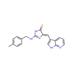 Cc1ccc(CNC2=N/C(=C\c3c[nH]c4ncccc34)C(=O)N2)cc1 ZINC000040976604