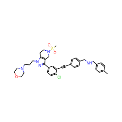 Cc1ccc(CNCc2ccc(C#Cc3cc(-c4nn(CCCN5CCOCC5)c5c4CN(S(C)(=O)=O)CC5)ccc3Cl)cc2)cc1 ZINC000049694759