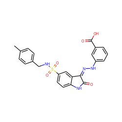 Cc1ccc(CNS(=O)(=O)c2ccc3c(c2)/C(=N/Nc2cccc(C(=O)O)c2)C(=O)N3)cc1 ZINC000040425173