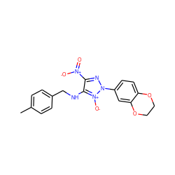 Cc1ccc(CNc2c([N+](=O)[O-])nn(-c3ccc4c(c3)OCCO4)[n+]2[O-])cc1 ZINC000004922827