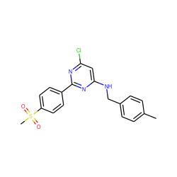 Cc1ccc(CNc2cc(Cl)nc(-c3ccc(S(C)(=O)=O)cc3)n2)cc1 ZINC000029132034