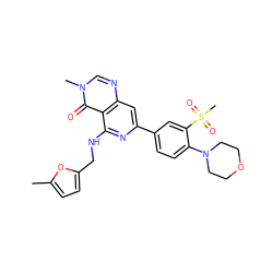 Cc1ccc(CNc2nc(-c3ccc(N4CCOCC4)c(S(C)(=O)=O)c3)cc3ncn(C)c(=O)c23)o1 ZINC000115624525