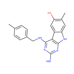 Cc1ccc(CNc2nc(N)nc3[nH]c4cc(C)c(O)cc4c23)cc1 ZINC001772636891