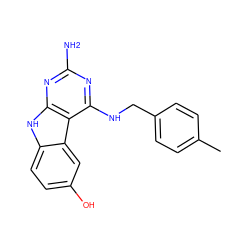 Cc1ccc(CNc2nc(N)nc3[nH]c4ccc(O)cc4c23)cc1 ZINC001772646497