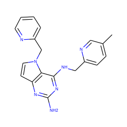 Cc1ccc(CNc2nc(N)nc3ccn(Cc4ccccn4)c23)nc1 ZINC001772588098