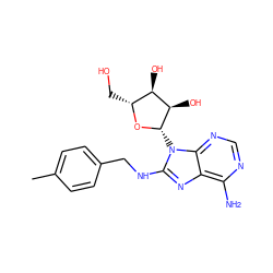 Cc1ccc(CNc2nc3c(N)ncnc3n2[C@@H]2O[C@H](CO)[C@@H](O)[C@H]2O)cc1 ZINC000299866420