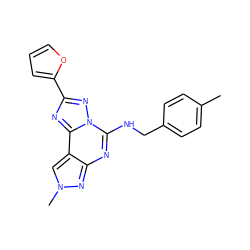 Cc1ccc(CNc2nc3nn(C)cc3c3nc(-c4ccco4)nn23)cc1 ZINC000095576944