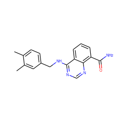 Cc1ccc(CNc2ncnc3c(C(N)=O)cccc23)cc1C ZINC000114346787