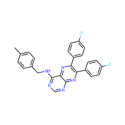 Cc1ccc(CNc2ncnc3nc(-c4ccc(F)cc4)c(-c4ccc(F)cc4)nc23)cc1 ZINC000028355614