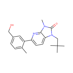 Cc1ccc(CO)cc1-c1ccc2c(n1)n(C)c(=O)n2CC(C)(C)C ZINC000146481289