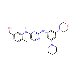 Cc1ccc(CO)cc1N(C)c1ccnc(Nc2cc(N3CCCCC3)cc(N3CCOCC3)c2)n1 ZINC000071316037