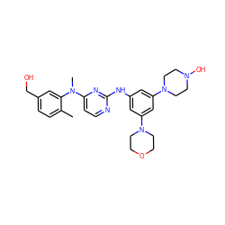 Cc1ccc(CO)cc1N(C)c1ccnc(Nc2cc(N3CCOCC3)cc(N3CCN(O)CC3)c2)n1 ZINC000071318158