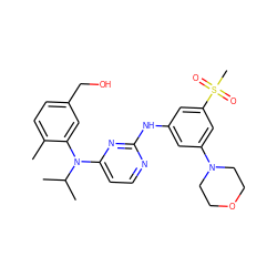 Cc1ccc(CO)cc1N(c1ccnc(Nc2cc(N3CCOCC3)cc(S(C)(=O)=O)c2)n1)C(C)C ZINC000066167000