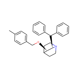 Cc1ccc(CO[C@@H]2C3CCN(CC3)[C@@H]2C(c2ccccc2)c2ccccc2)cc1 ZINC000013744501