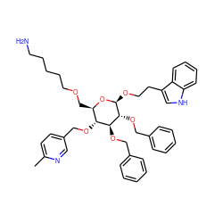 Cc1ccc(CO[C@H]2[C@H](OCc3ccccc3)[C@@H](OCc3ccccc3)[C@H](OCCc3c[nH]c4ccccc34)O[C@@H]2COCCCCCN)cn1 ZINC000029550517